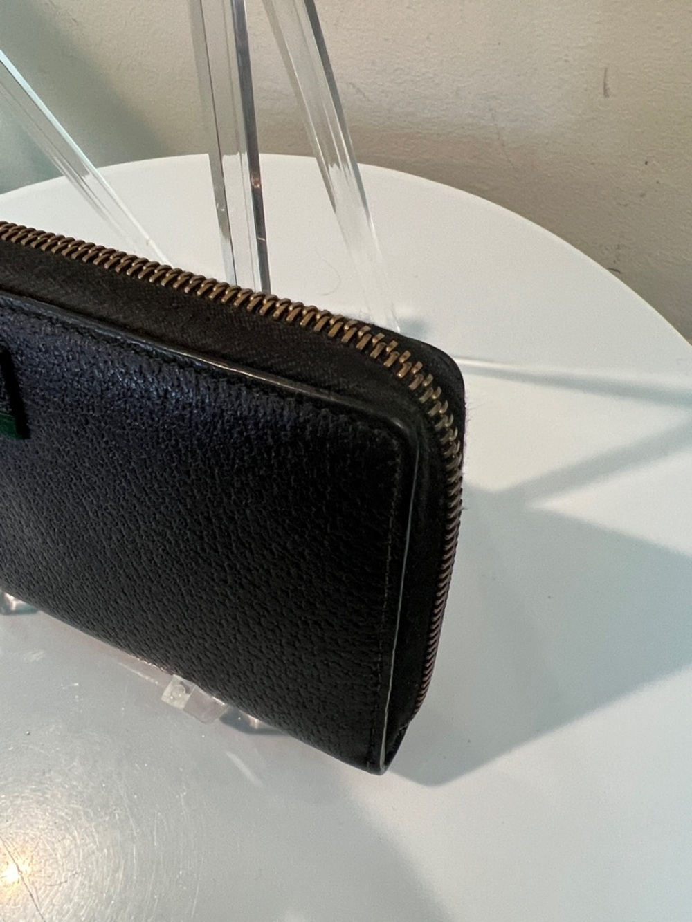Gucci Agora Web Black Leather Long Zippy Wallet with Red & Green Sherry Line - Picture 12 of 15